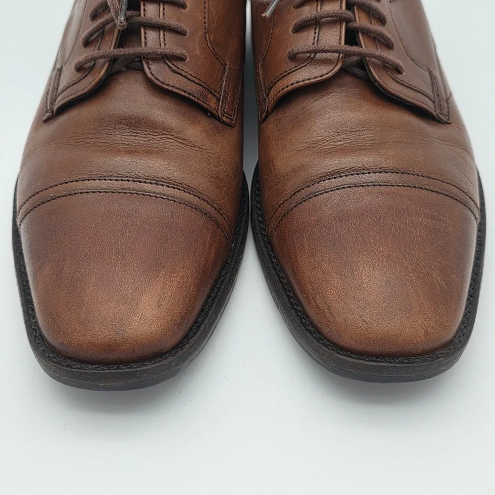 Johnston & Murphy Derby Shoes Mens 8.5 Brown Leather Cap Toe Oxford Timeless